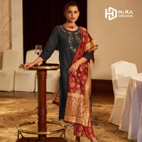 Signature Kurti - L, Blue & Red, T-80003